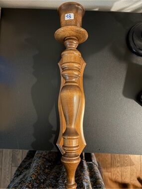 Antique Brown Turned Wooden Wall Candle Holder